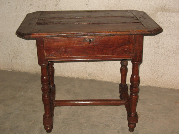 Writing table desk with a drawer in fruit wood Louis XIII period 17th
