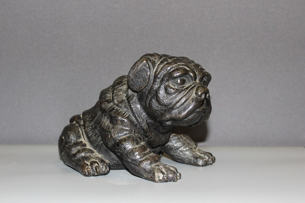 Cane in bronzo con patina scura XX secolo