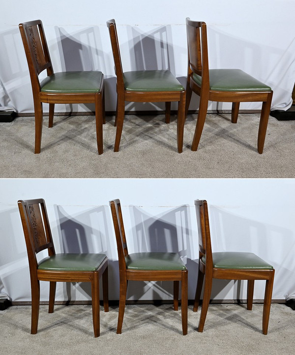 Suite of 6 Art Deco Chairs in Solid Mahogany – 1940
