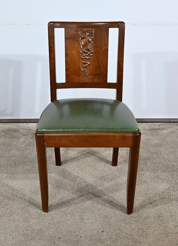 Suite of 6 Art Deco Chairs in Solid Mahogany – 1940