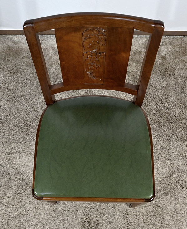 Suite of 6 Art Deco Chairs in Solid Mahogany – 1940