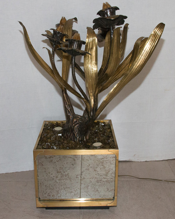 Große Blumenlampe Maison Jansen Design aus den 70er Jahren