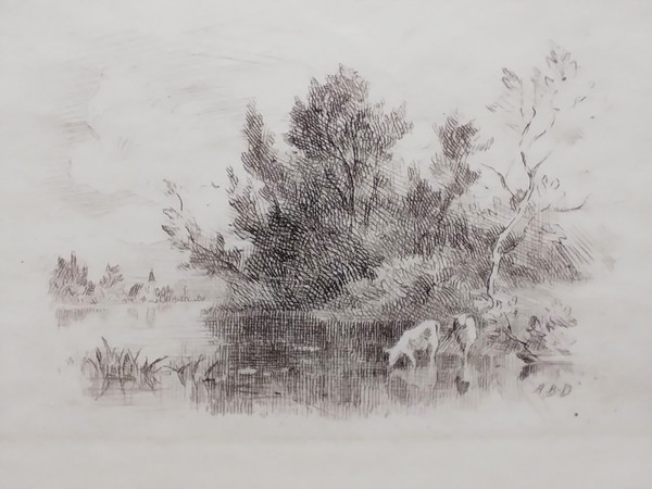  Gravure Eau Forte par Brunet-Debaines d'Après Corot  Daté 1905