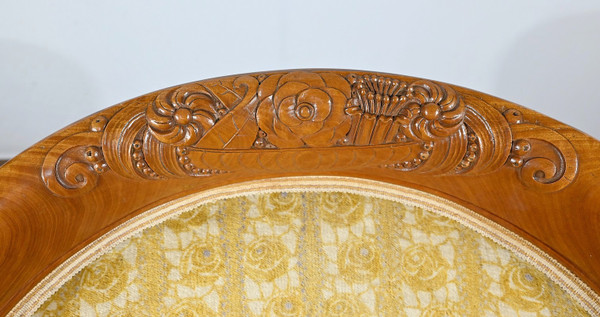Coppia di Bergère in Mogano Biondo, Art Déco – 1940