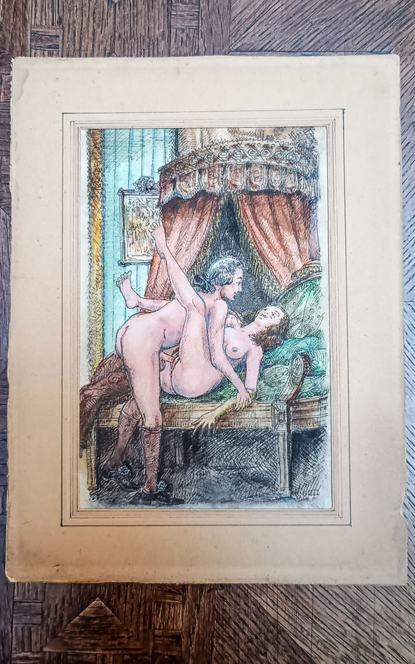 TWO EROTIC WATERCOLORS