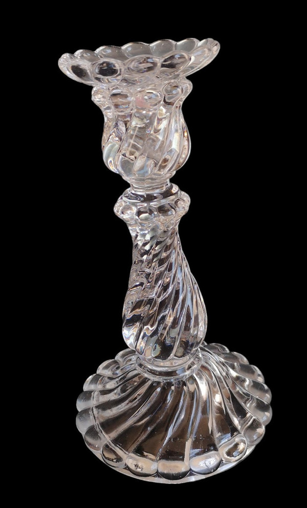 Lovely Bamboo model crystal candle holder signed BACCARAT