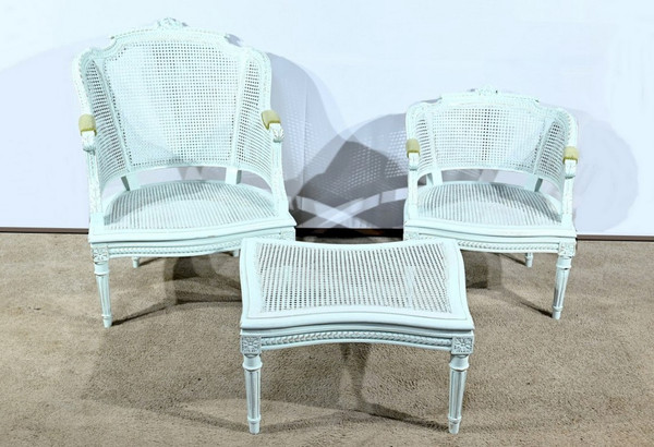 Duchesse Brisée en Hêtre Réchampie, style Louis XVI – 2ème Partie XIXe