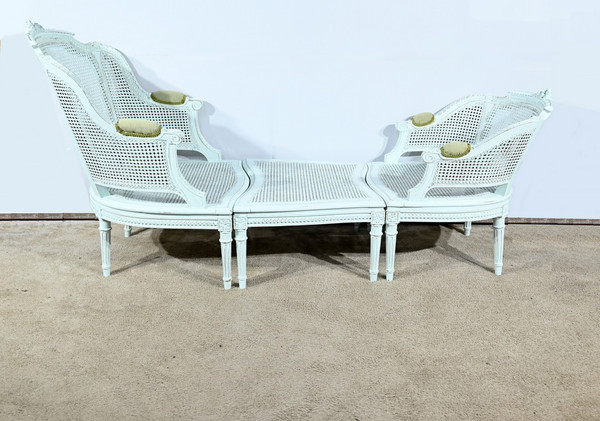 Duchesse Brisée en Hêtre Réchampie, style Louis XVI – 2ème Partie XIXe