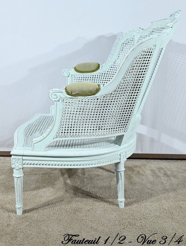 Duchesse Brisée en Hêtre Réchampie, style Louis XVI – 2ème Partie XIXe