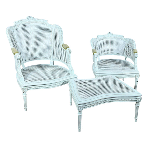 Duchesse Brisée en Hêtre Réchampie, style Louis XVI – 2ème Partie XIXe