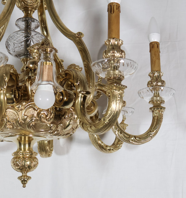  Lampadario in bronzo dorato stile Regency periodo Napoleone III