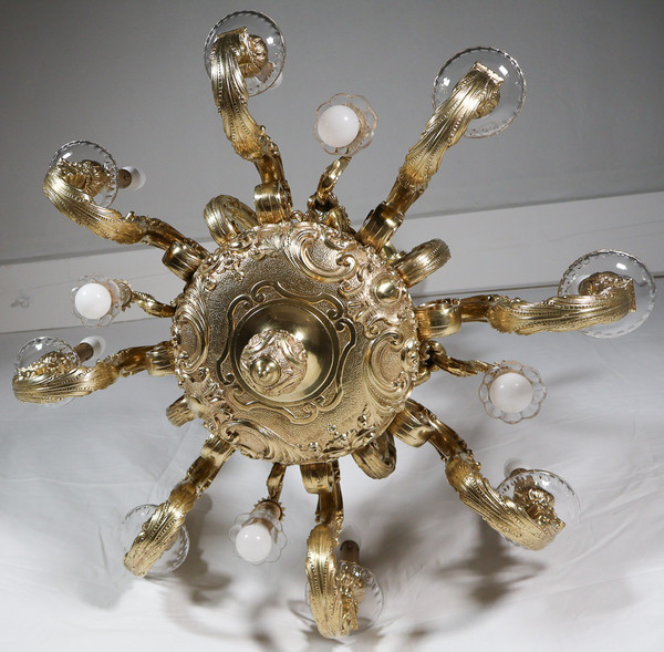  Lampadario in bronzo dorato stile Regency periodo Napoleone III