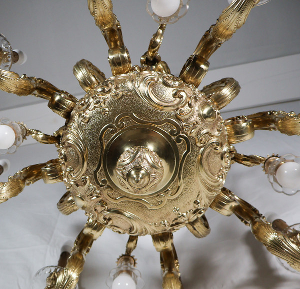  Lampadario in bronzo dorato stile Regency periodo Napoleone III