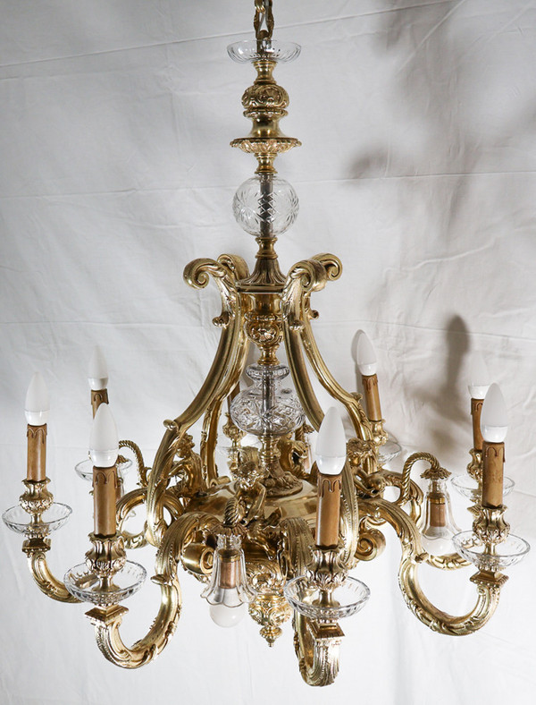  Lampadario in bronzo dorato stile Regency periodo Napoleone III
