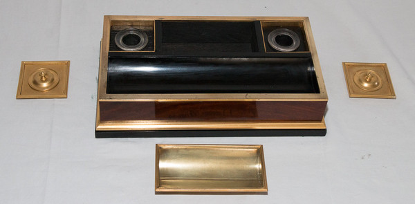 Calamaio In Mogano E Bronzo Dorato Epoca Napoleone III