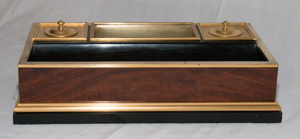 Calamaio In Mogano E Bronzo Dorato Epoca Napoleone III