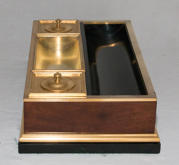 Calamaio In Mogano E Bronzo Dorato Epoca Napoleone III