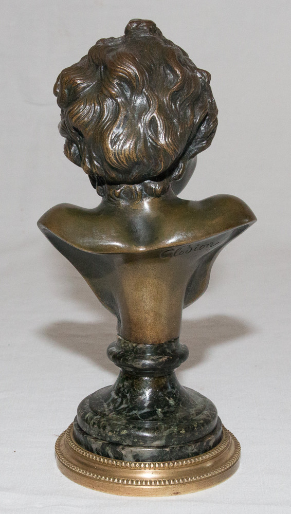 Busto di bambino in bronzo firmato Clodion, inizi del XIX secolo