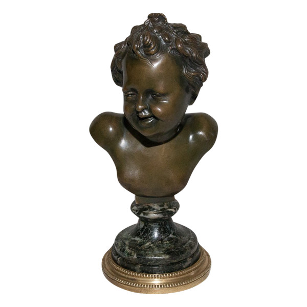 Busto di bambino in bronzo firmato Clodion, inizi del XIX secolo