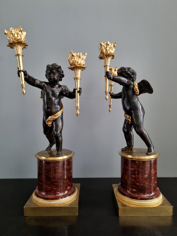 André Antoine Ravrio : Superbe Paire de candélabres d’époque Empire.