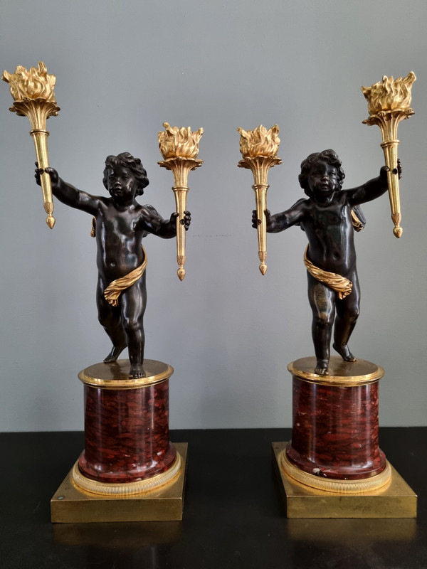 André Antoine Ravrio : Superbe Paire de candélabres d’époque Empire.