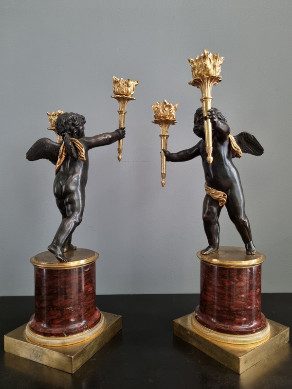 André Antoine Ravrio : Superbe Paire de candélabres d’époque Empire.