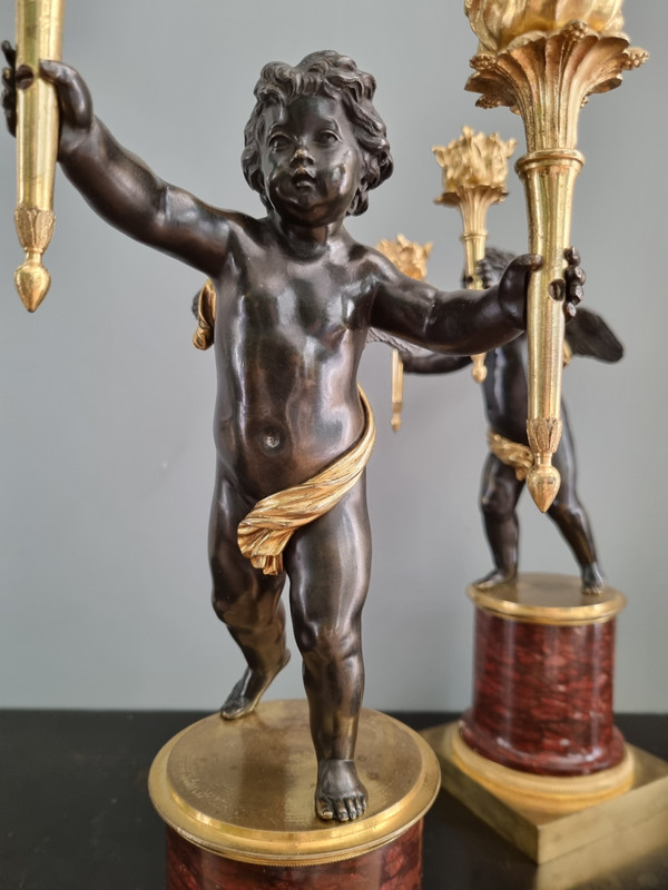 André Antoine Ravrio : Superbe Paire de candélabres d’époque Empire.