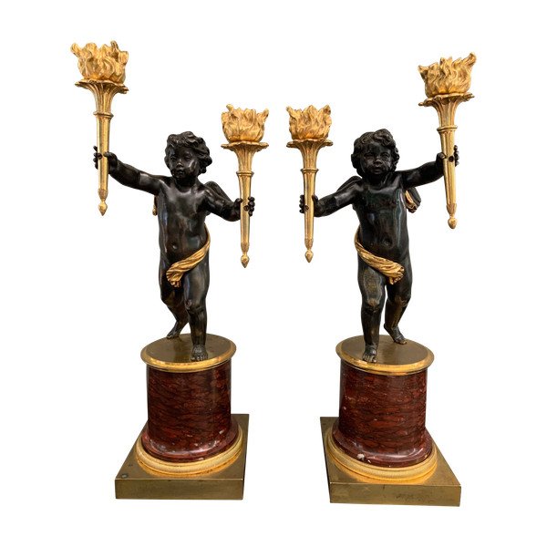 André Antoine Ravrio : Superbe Paire de candélabres d’époque Empire.