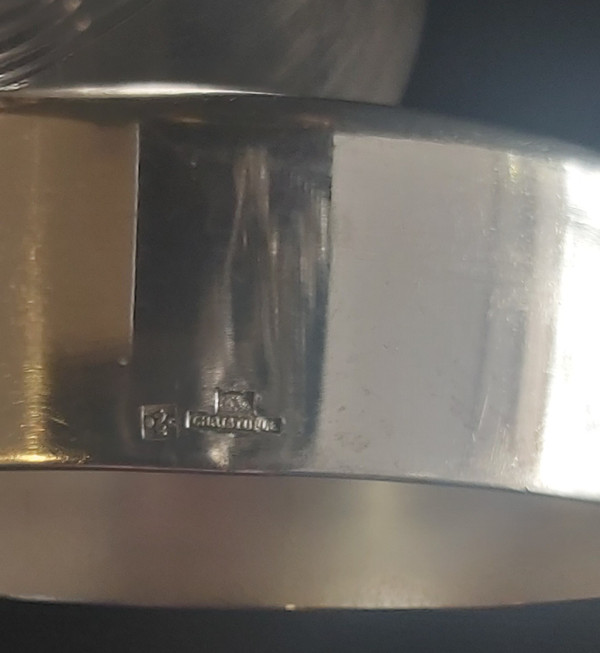Christofle silver metal ice cube bucket and spoon