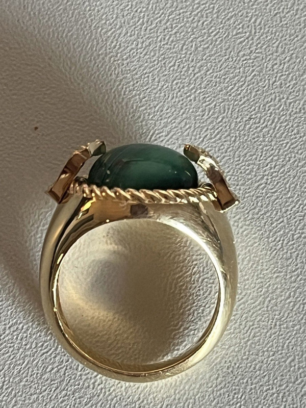 5090- Yellow Gold Malachite Diamond Ring