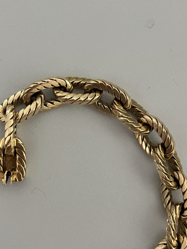 5101- Bracciale flessibile in oro giallo con maglie ovali intrecciate