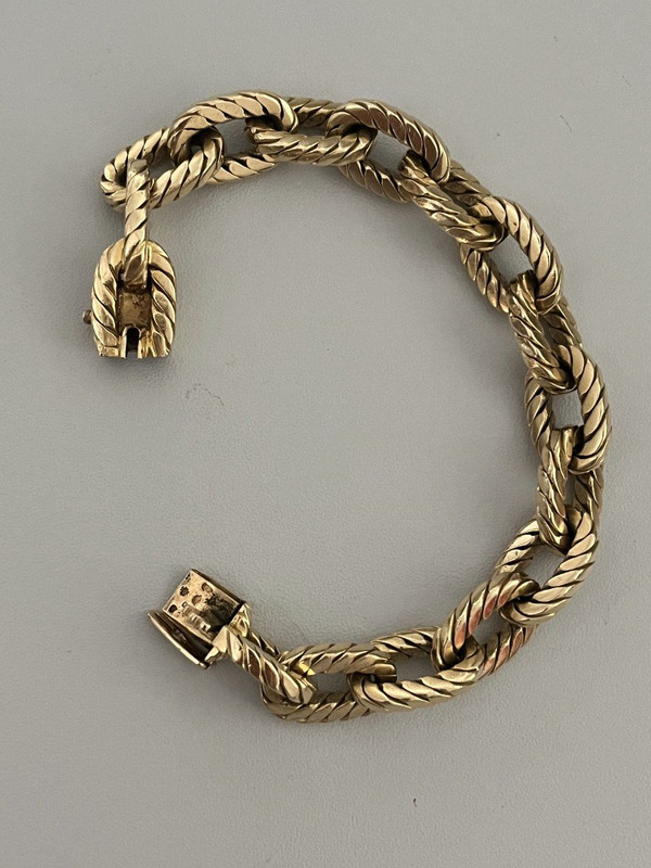 5101- Bracciale flessibile in oro giallo con maglie ovali intrecciate