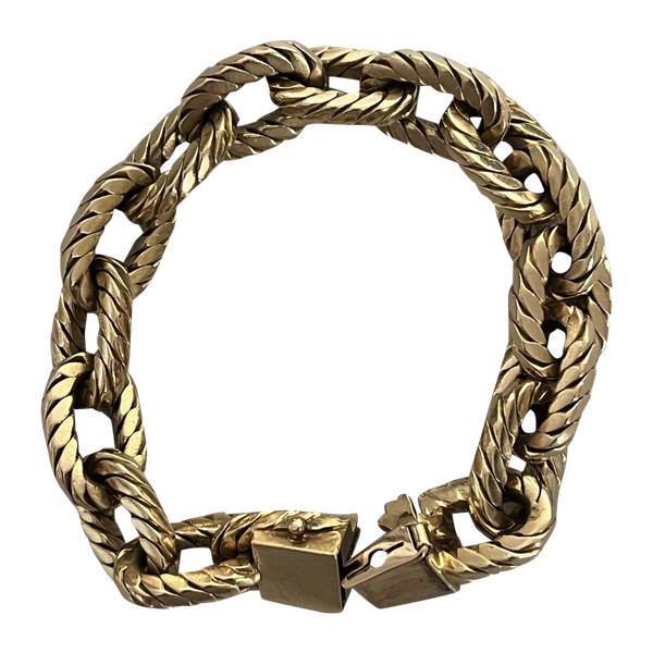 5101- Bracciale flessibile in oro giallo con maglie ovali intrecciate