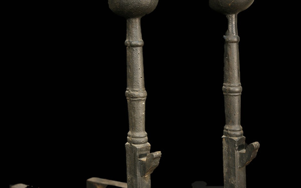 Pair of large andirons  Late 18th century early 19th century 