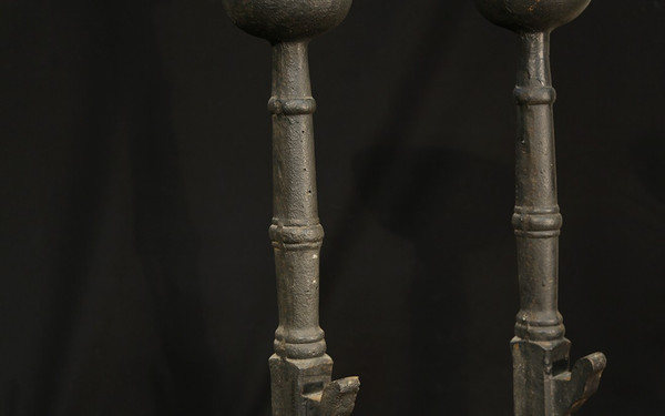 Pair of large andirons  Late 18th century early 19th century 