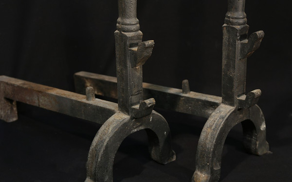 Pair of large andirons  Late 18th century early 19th century 