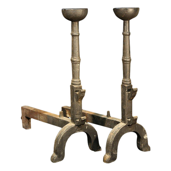 Pair of large andirons  Late 18th century early 19th century 