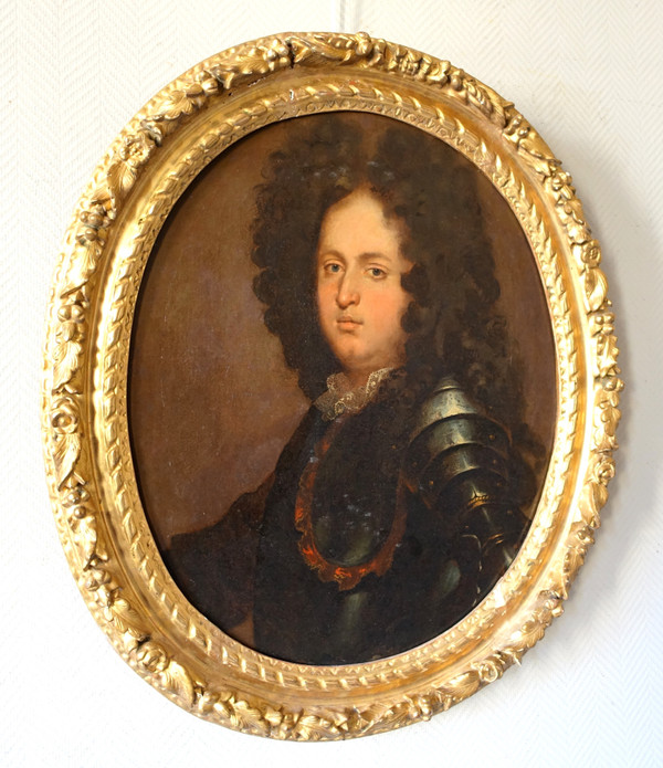 French School of the 17th century, portrait of an aristocratic officer in armor, Louis XIV period