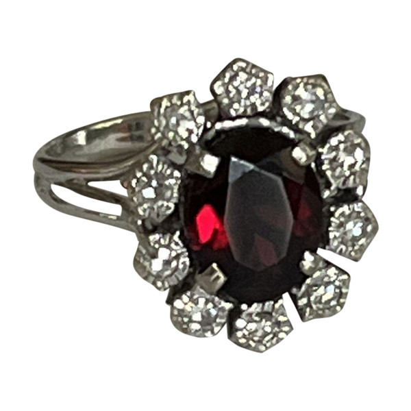 4531- Anello con diamante granato in oro bianco