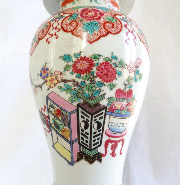 Potiche-Lampe aus chinesischem Famille-Rose-Porzellan und vergoldeter Bronze aus der Zeit Napoleons III