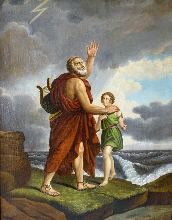 French school of the 19th century, Homer after François Gérard, mythological scene
