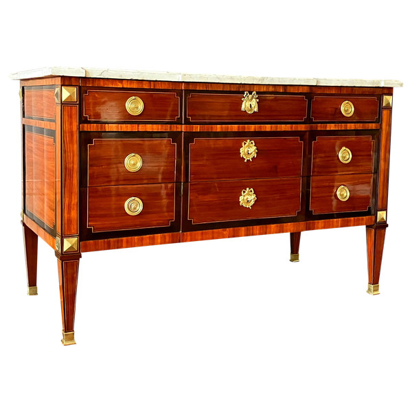 Grande cassettone intarsiato, periodo Luigi XVI - 145,5 cm