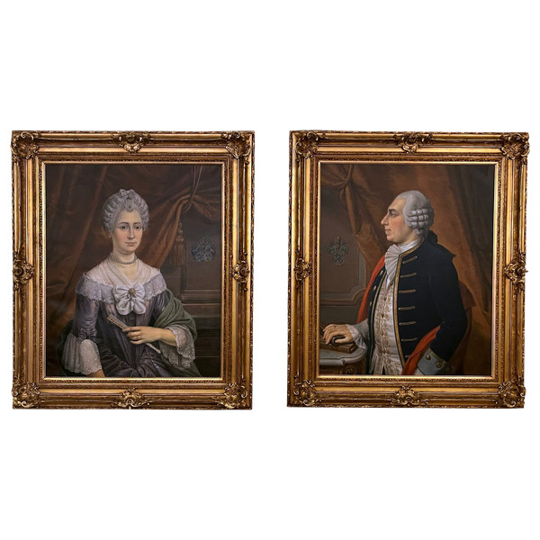  Paire De Grand Portraits époque  XIXe Siècle