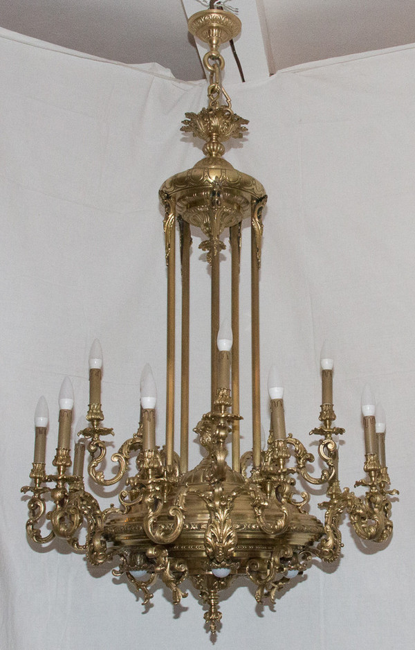 Large Chandelier In Gilt Bronze Napoleon III Period