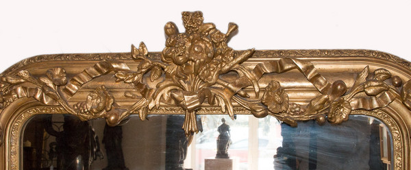 Miroir De Cheminée En Bois Et Stuc Doré époque Napoléon III