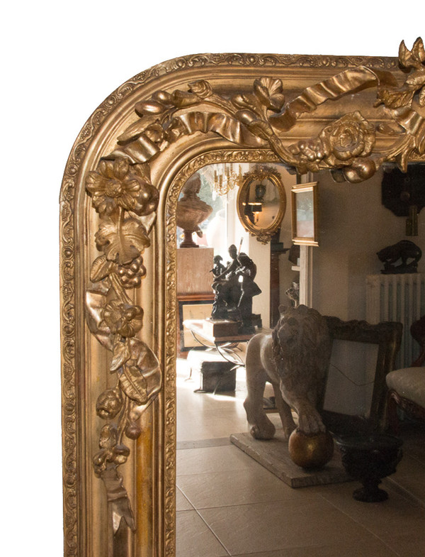 Miroir De Cheminée En Bois Et Stuc Doré époque Napoléon III