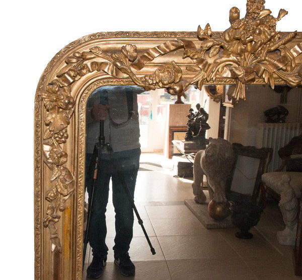 Miroir De Cheminée En Bois Et Stuc Doré époque Napoléon III