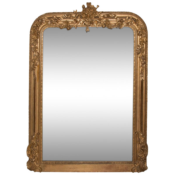 Miroir De Cheminée En Bois Et Stuc Doré époque Napoléon III