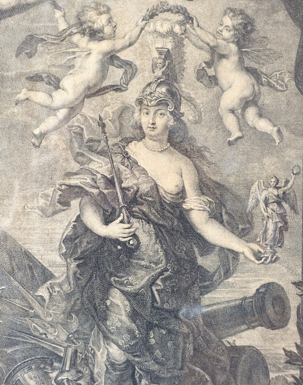 Royalist engraving from the Louis XIII period: allegory of the Kingdom of France, early 17th century