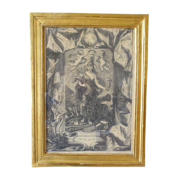 Royalist engraving from the Louis XIII period: allegory of the Kingdom of France, early 17th century